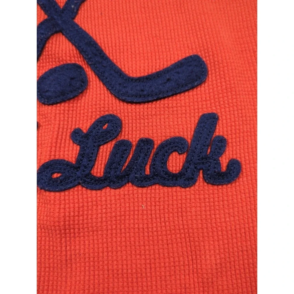 GAP Kids Orange Black All Skills Not Luck Hockey Sweater Long Sleeve Size M (8)‎